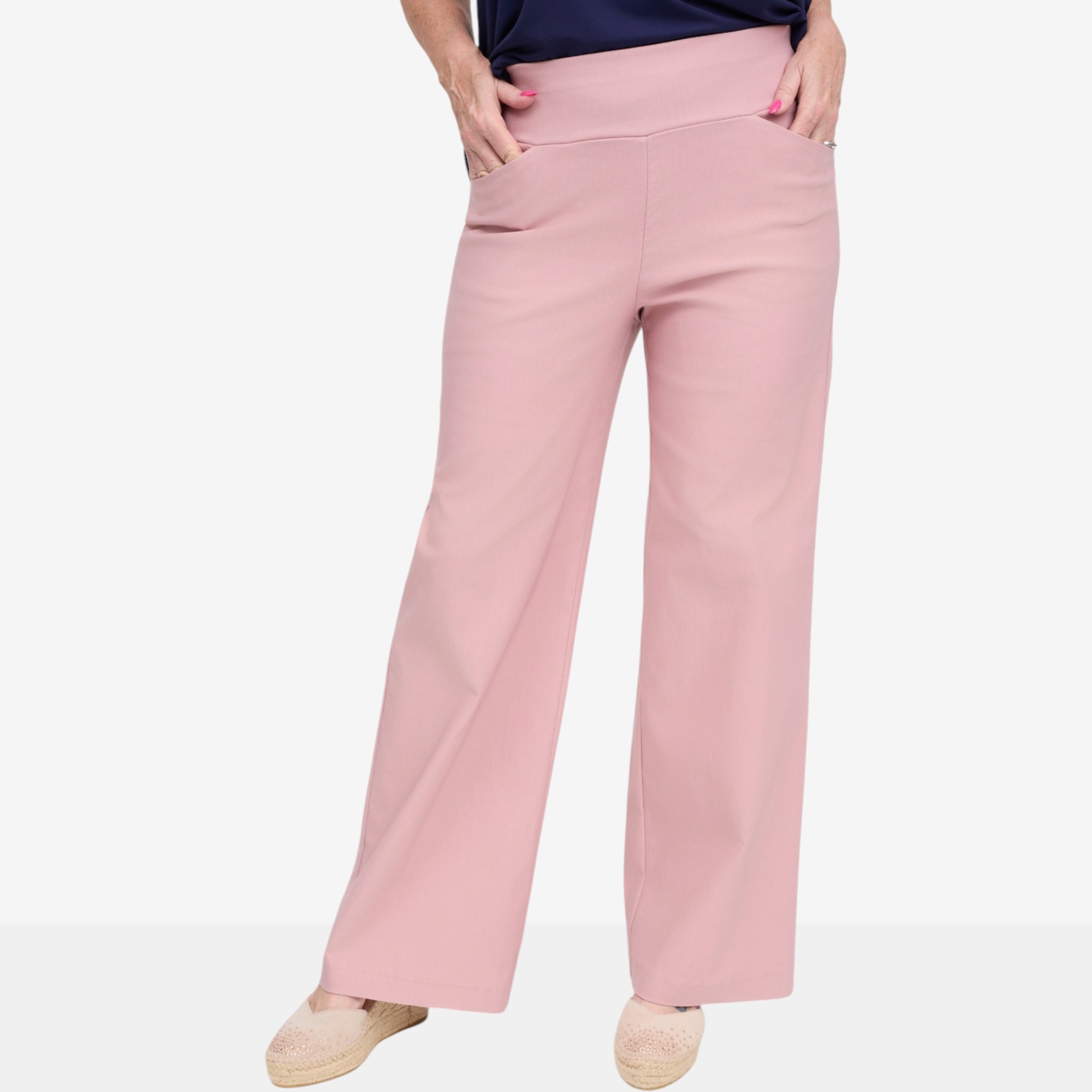 【新品】CARORIE LIGHT PONTE TAPERED PANTS[L] Carrie O Super Stretch Wide Leg Pant Pull-On Style with Pockets