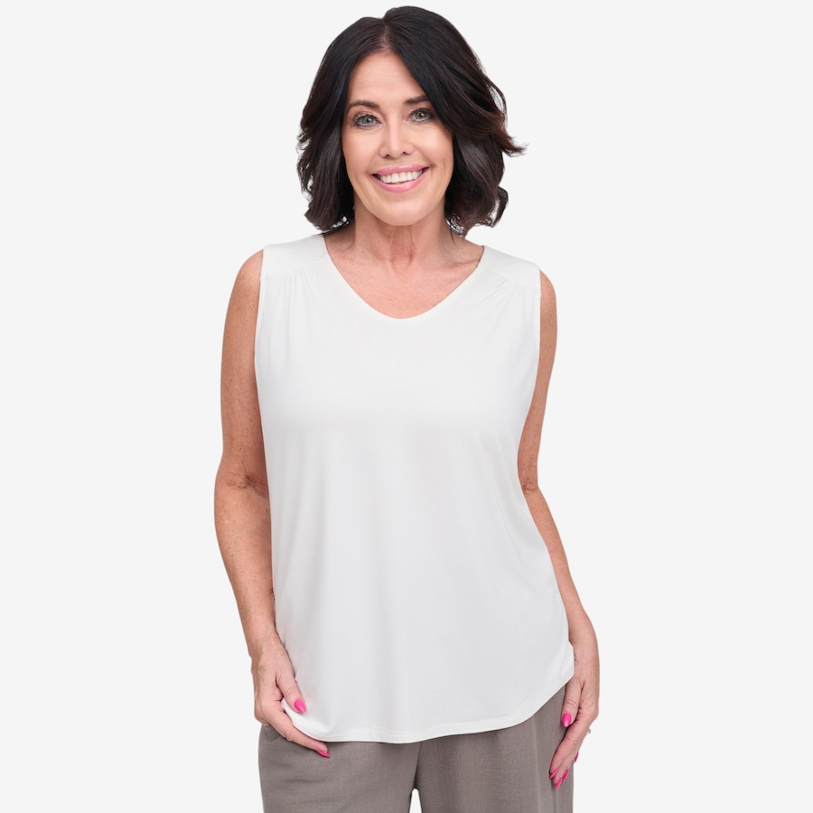 Image 122030_IVR.jpg, Product 122-030 / Price $39.88, Carrie O Scoop Neck Tank with Front and Back Shirring Detail from Carrie O on TSC.ca's Fashion department