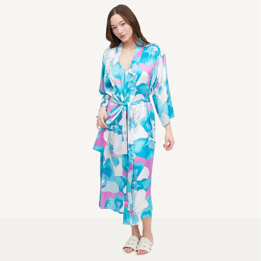 Image 122093_BLU.jpg, Product 122-093 / Price $69.88, N Natori Floria Printed Satin Robe from N Natori on TSC.ca's Fashion department