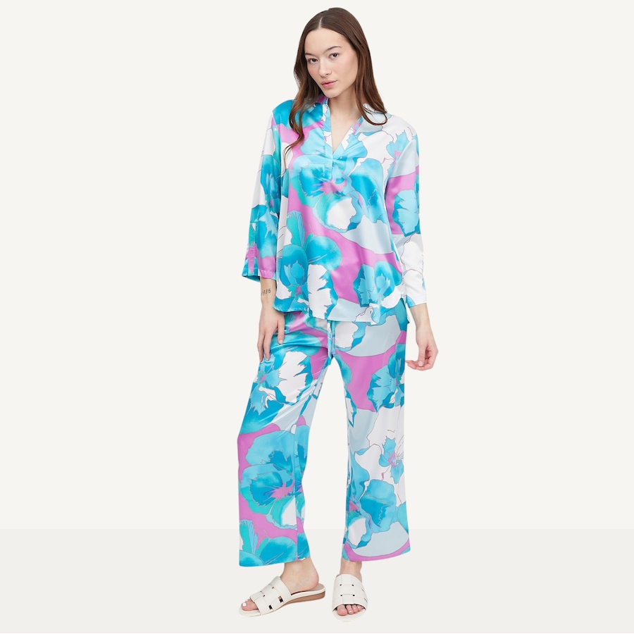 Image 122095_BLU.jpg, Product 122-095 / Price $69.88, N Natori Floria Printed Satin Mandarin PJ Set from N Natori on TSC.ca's Fashion department