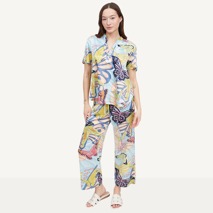 Image 122097_BLU.jpg, Product 122-097 / Price $74.88, N Natori Papillon Printed Silky Satin Short Sleeve Mandarin PJ Set from N Natori on TSC.ca's Fashion department