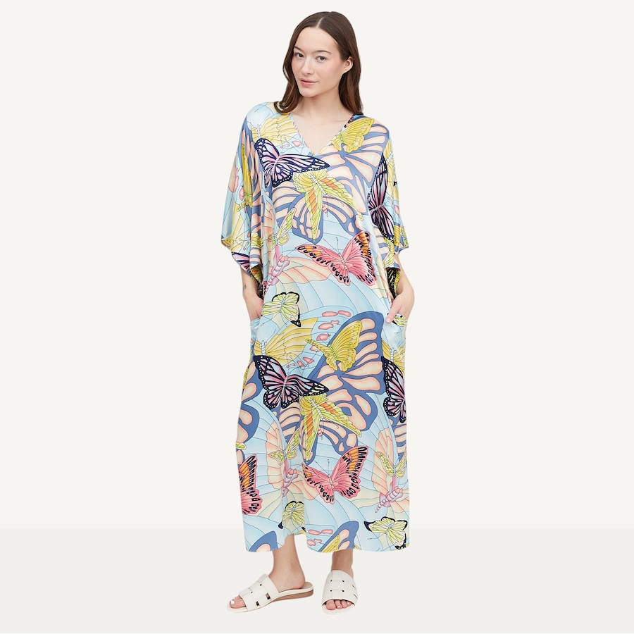 Image 122098_BLU.jpg, Product 122-098 / Price $74.88, N Natori Papillon Printed Silky Satin Butterfly Caftan from N Natori on TSC.ca's Fashion department