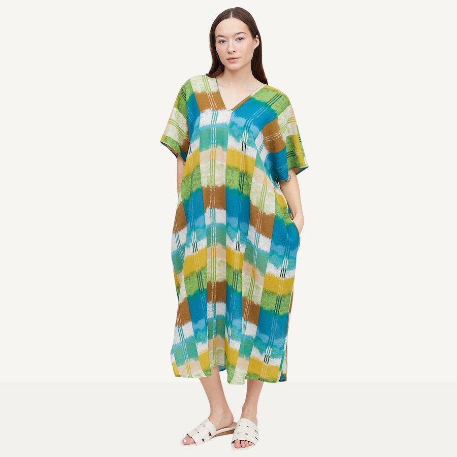 Image 122100_GRMU.jpg, Product 122-100 / Price $79.88, N Natori 24/7 Sunset Crinkle Windowpane Caftan from N Natori on TSC.ca's Fashion department