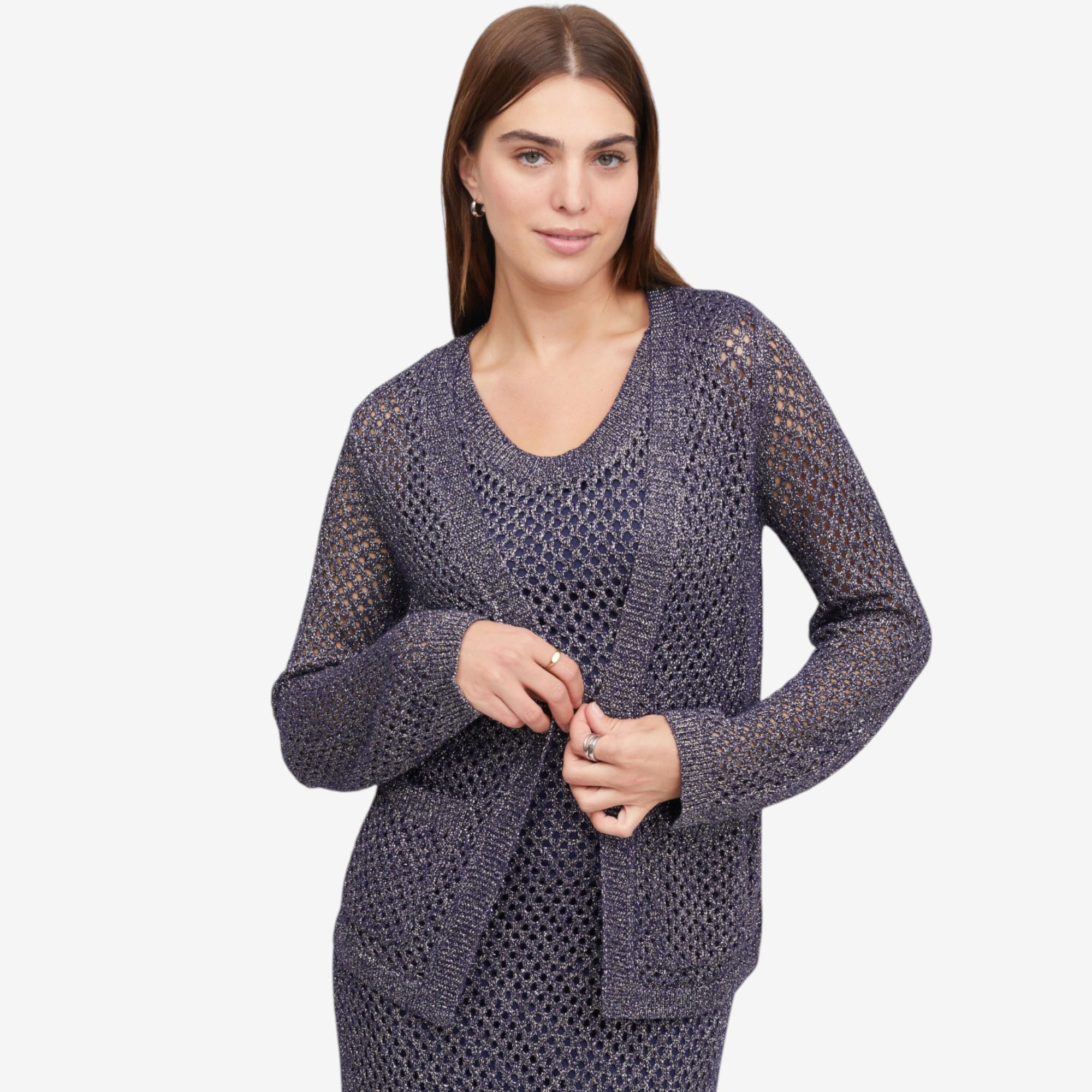 Tower Hill by Christie Brinkley Knit Open Cardigan with Patch