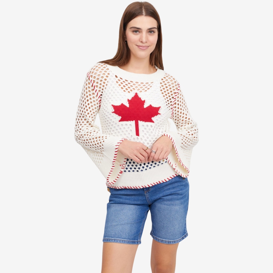 Image 122112_ALTMORE2.jpg, Product 122-112 / Price $49.88, Tower Hill by Christie Brinkley Cropped Knit Maple Leaf Sweater from Tower Hill on TSC.ca's Fashion department