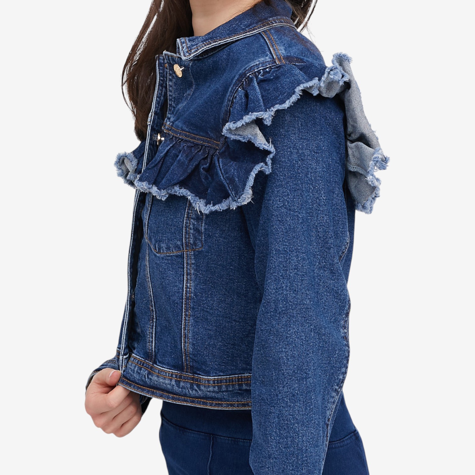 C Wonder Ruffle Detail Denim Jacket - TSC.ca