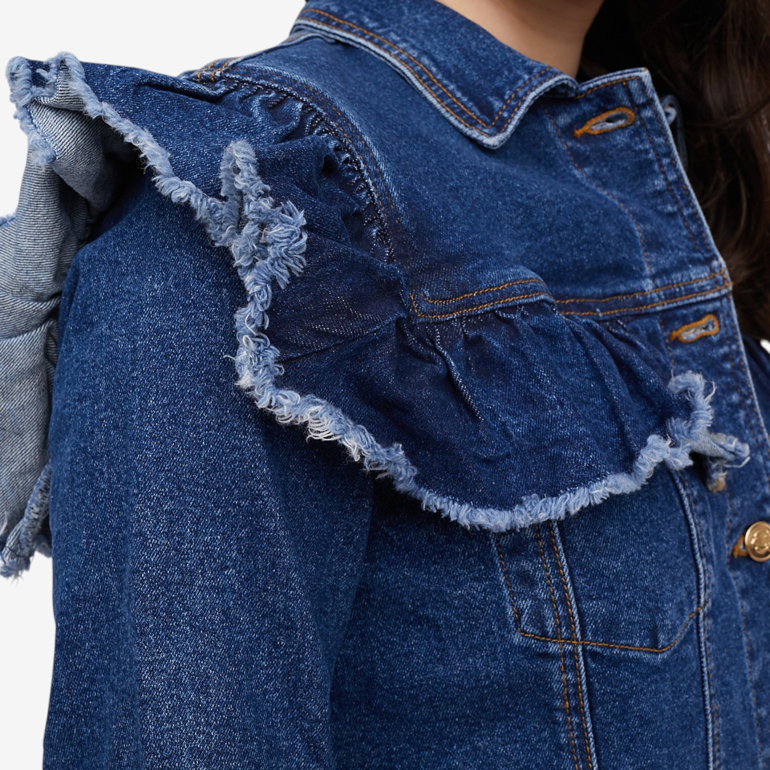 C Wonder Ruffle Detail Denim Jacket - TSC.ca