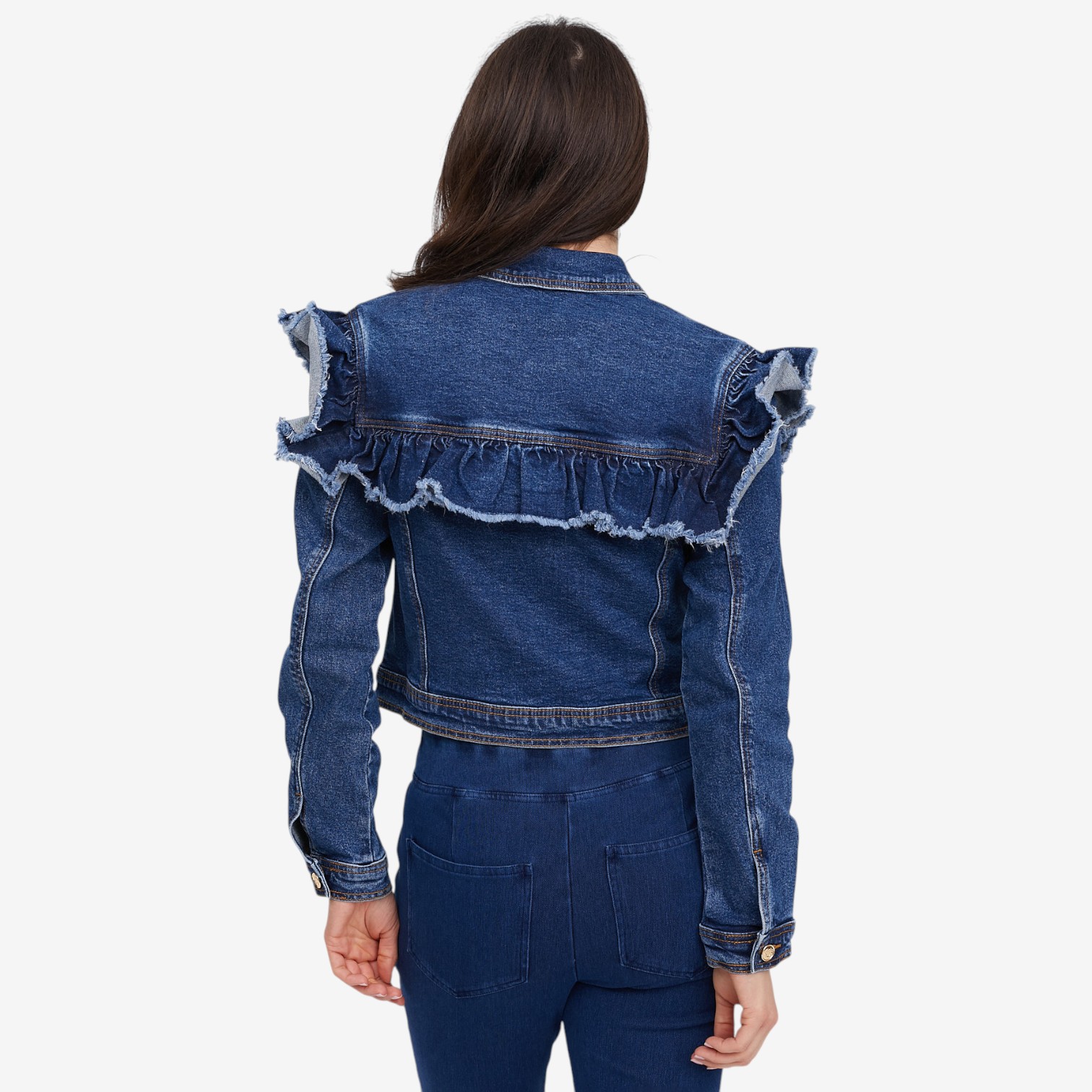 C Wonder Ruffle Detail Denim Jacket - TSC.ca