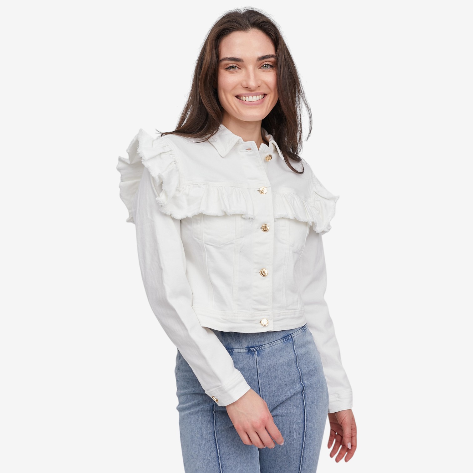 C Wonder Ruffle Detail Denim Jacket - TSC.ca