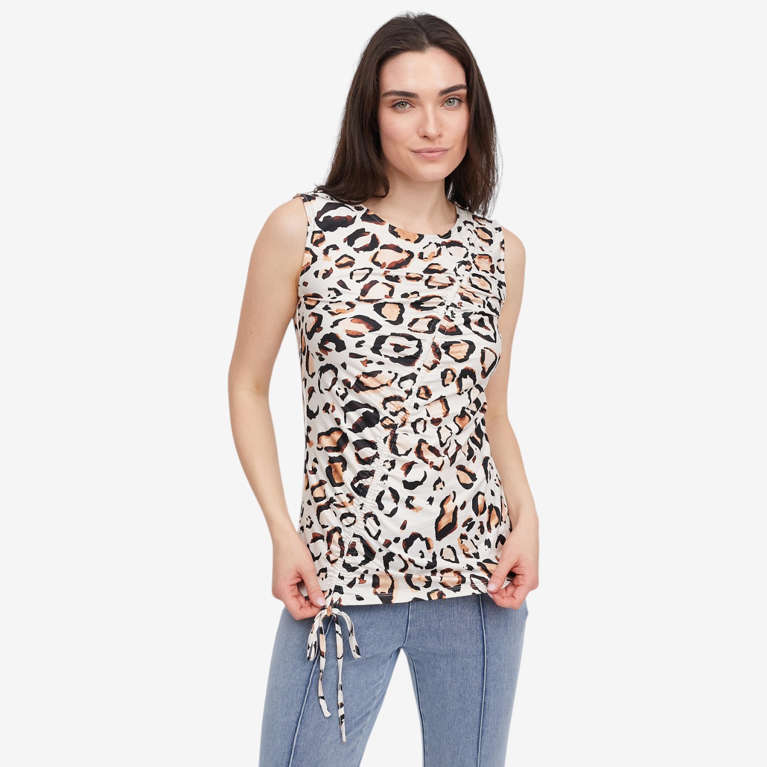 C Wonder Leopard Gathered Tie Detail Tank - TSC.ca