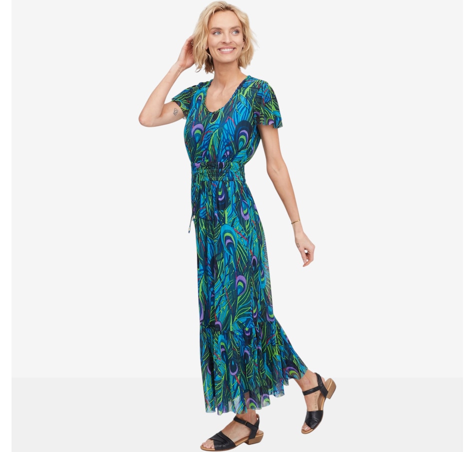 Image 122131_ALTMORE1.jpg, Product 122-131 / Price $59.99, C Wonder Printed Mesh Flutter Sleeve Maxi Dress from C. Wonder on TSC.ca's Fashion department
