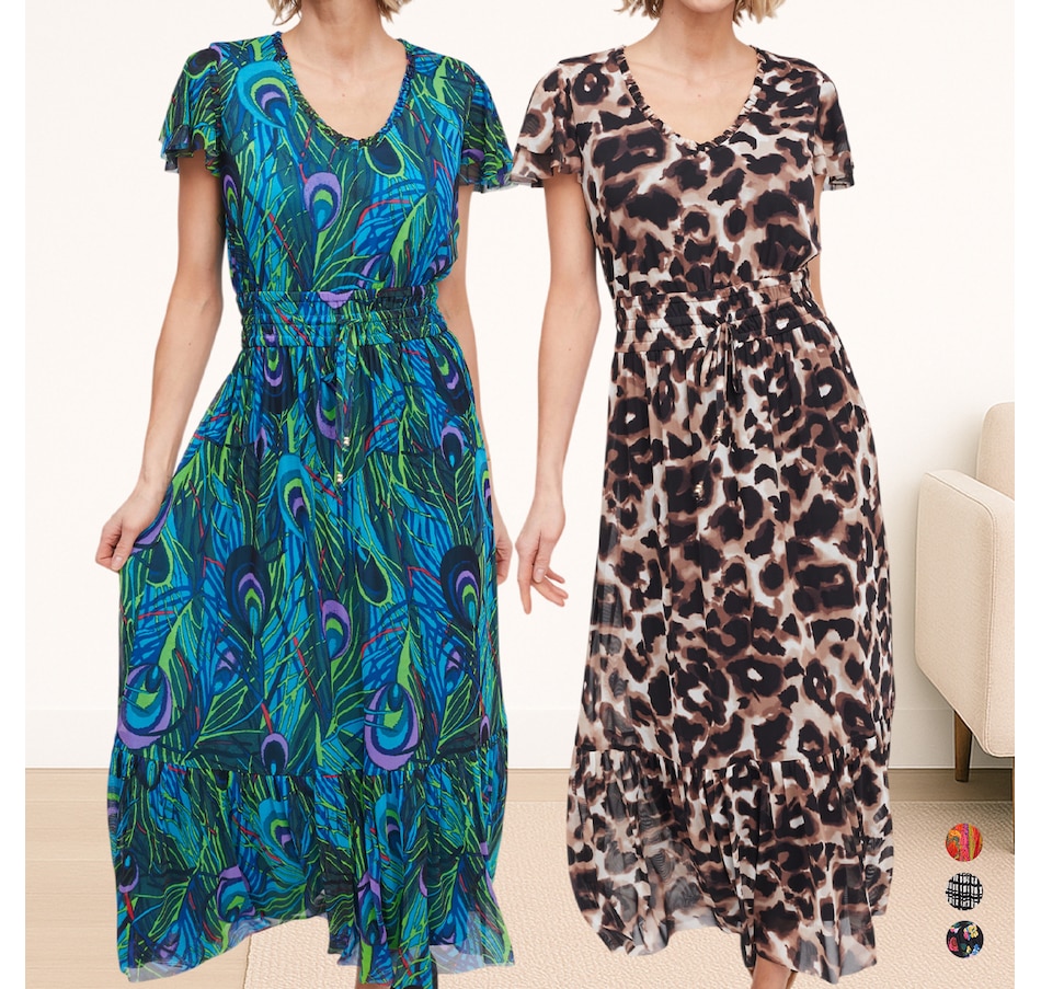 Image 122131_ALTMORE100.jpg, Product 122-131 / Price $59.99, C Wonder Printed Mesh Flutter Sleeve Maxi Dress from C. Wonder on TSC.ca's Fashion department
