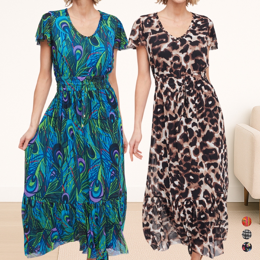Image 122131_ALTMORE100.jpg, Product 122-131 / Price $29.33, C Wonder Printed Mesh Flutter Sleeve Maxi Dress from C. Wonder on TSC.ca's Fashion department