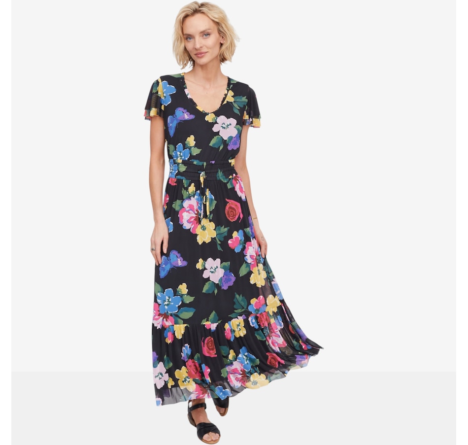 Image 122131_BLOBQ.jpg, Product 122-131 / Price $59.99, C Wonder Printed Mesh Flutter Sleeve Maxi Dress from C. Wonder on TSC.ca's Fashion department