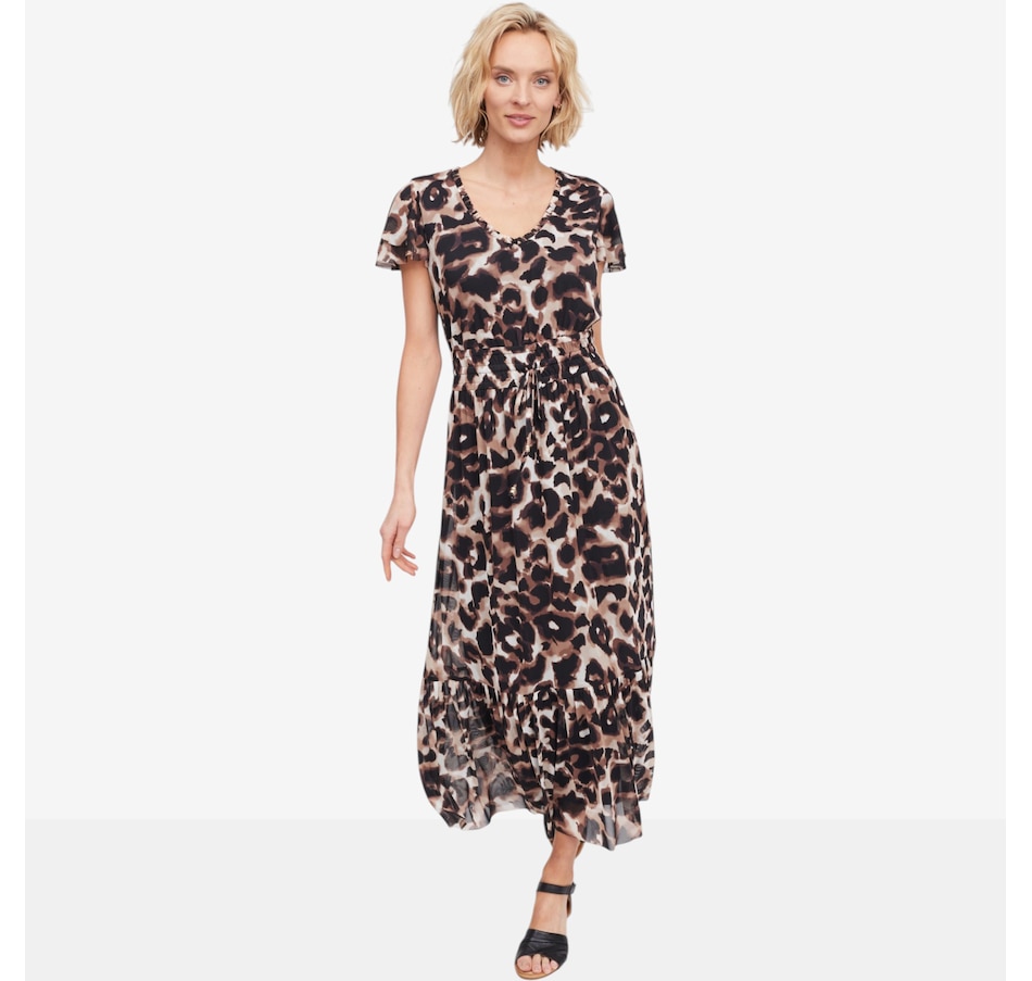 Image 122131_LEOCC.jpg, Product 122-131 / Price $59.99, C Wonder Printed Mesh Flutter Sleeve Maxi Dress from C. Wonder on TSC.ca's Fashion department
