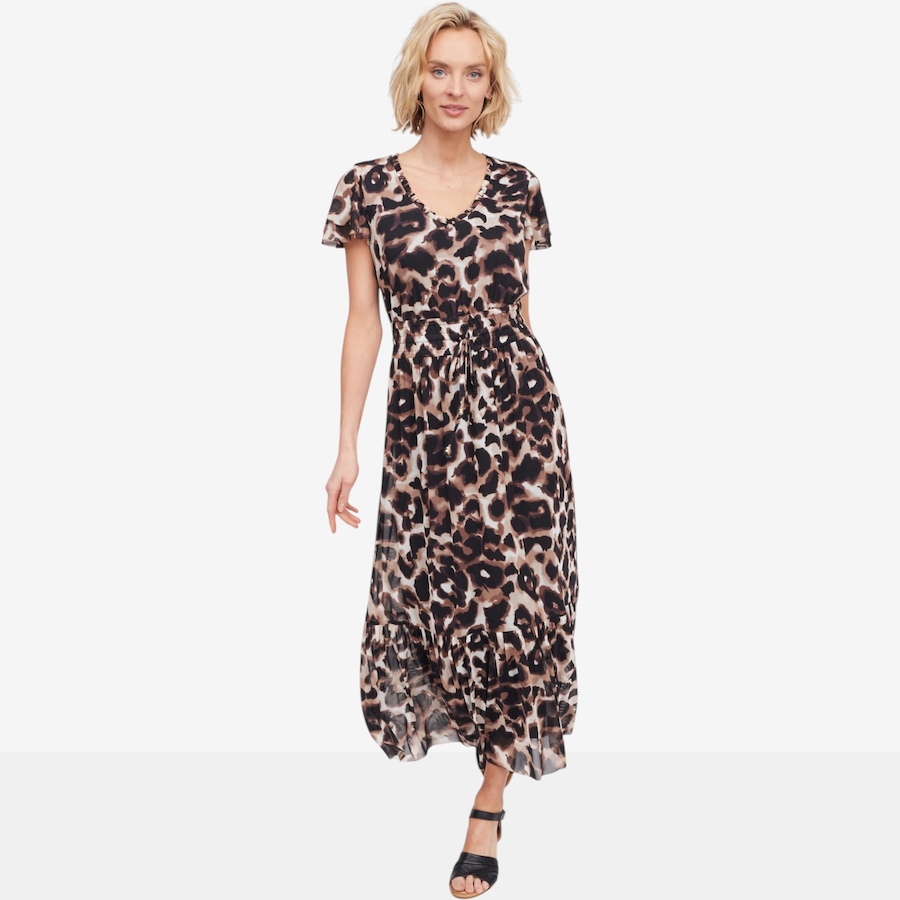 Image 122131_LEOCC.jpg, Product 122-131 / Price $29.33, C Wonder Printed Mesh Flutter Sleeve Maxi Dress from C. Wonder on TSC.ca's Fashion department