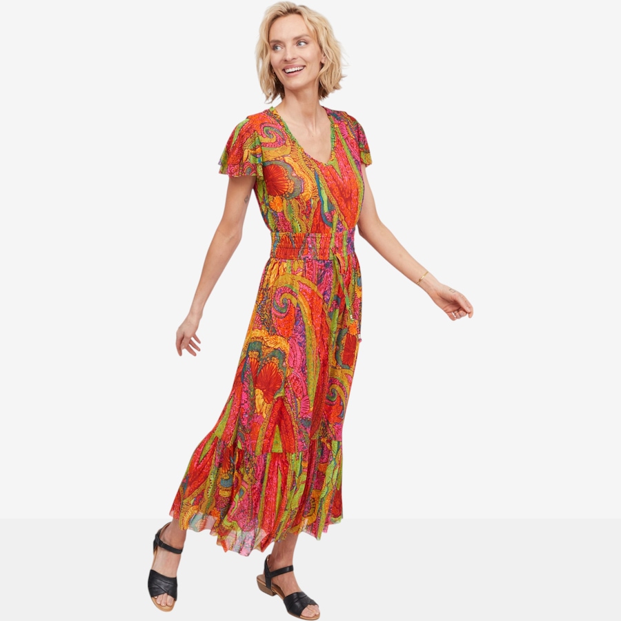 Image 122131_VINPY.jpg, Product 122-131 / Price $29.33, C Wonder Printed Mesh Flutter Sleeve Maxi Dress from C. Wonder on TSC.ca's Fashion department