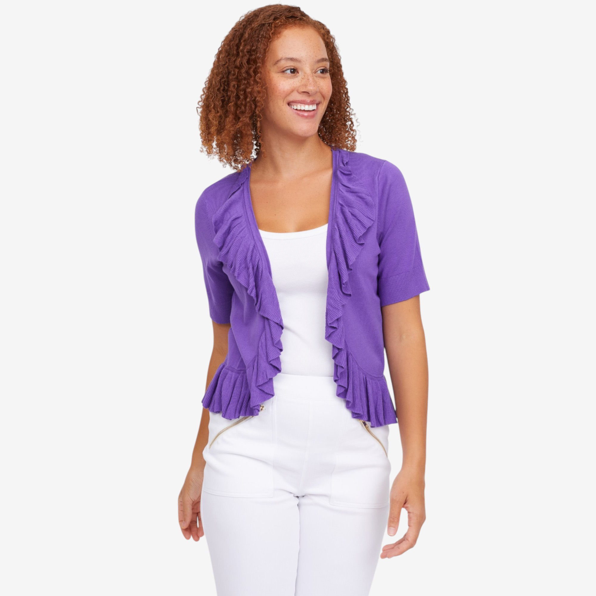 C Wonder Cascading Ruffle Short Sleeve Shrug - TSC.ca