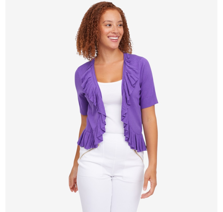Image 122132_AMY.jpg, Product 122-132 / Price $39.99, C Wonder Cascading Ruffle Short Sleeve Shrug from C. Wonder on TSC.ca's Fashion department