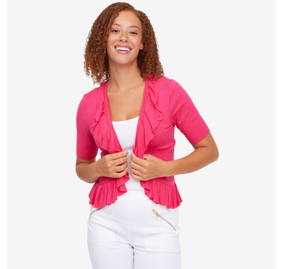 Image 122132_WONPK.jpg, Product 122-132 / Price $39.99, C Wonder Cascading Ruffle Short Sleeve Shrug from C. Wonder on TSC.ca's Fashion department