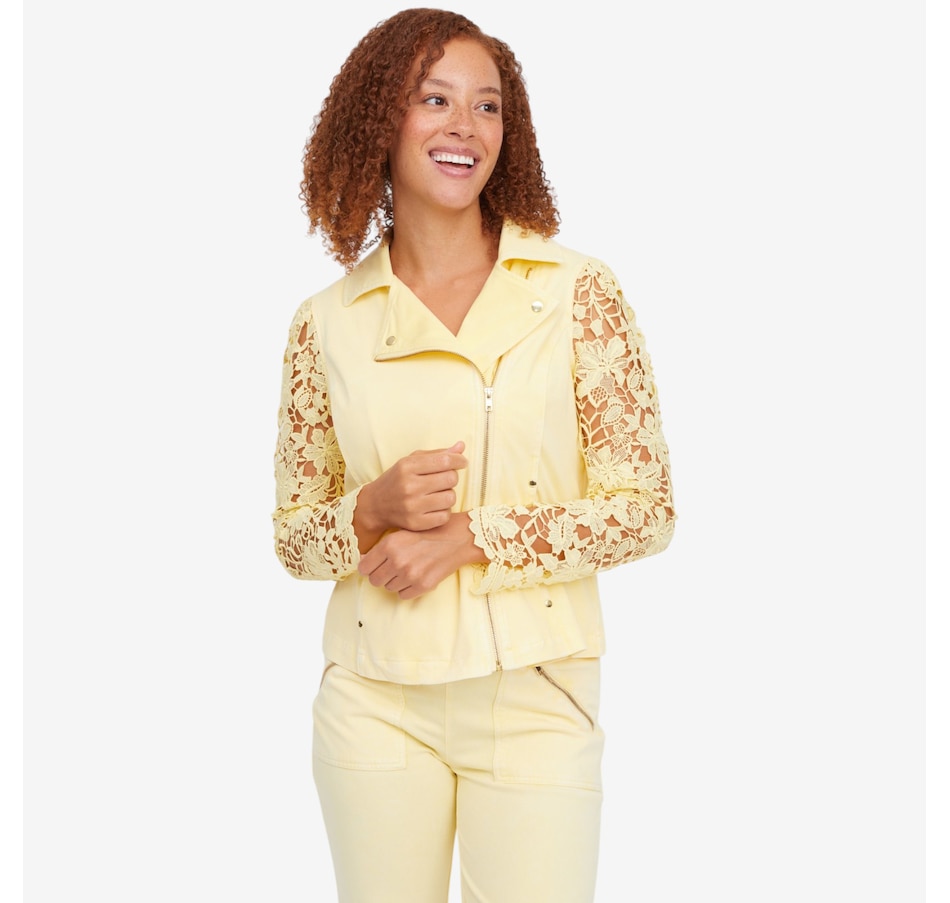 Image 122133_PAYE.jpg, Product 122-133 / Price $59.99, C Wonder Lace Sleeve Fashion Moto Jacket from C. Wonder on TSC.ca's Fashion department