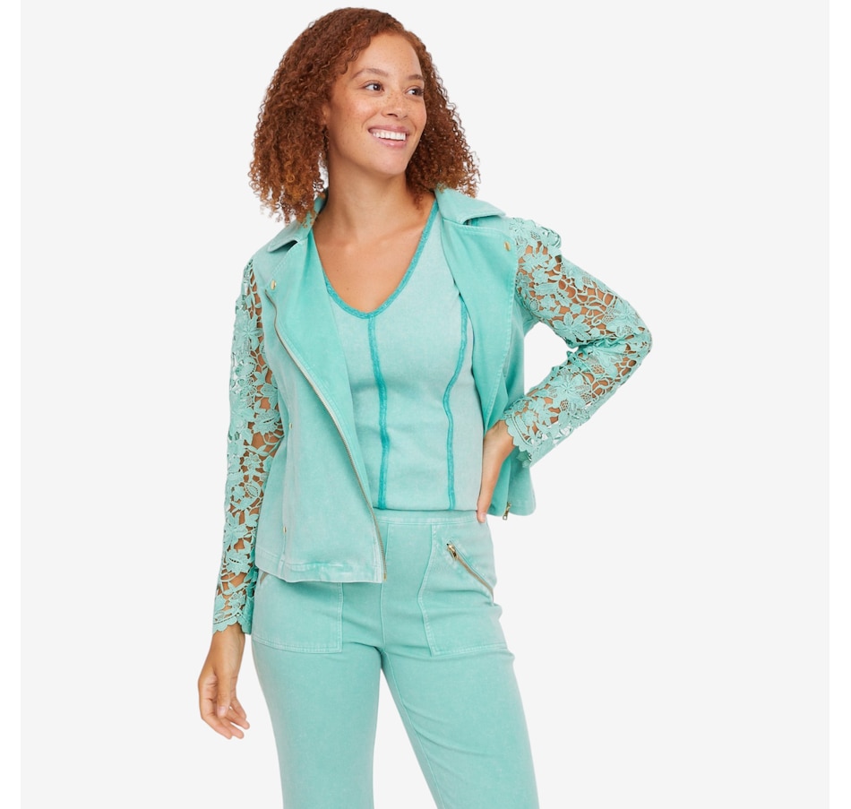 Image 122133_SEG.jpg, Product 122-133 / Price $59.99, C Wonder Lace Sleeve Fashion Moto Jacket from C. Wonder on TSC.ca's Fashion department