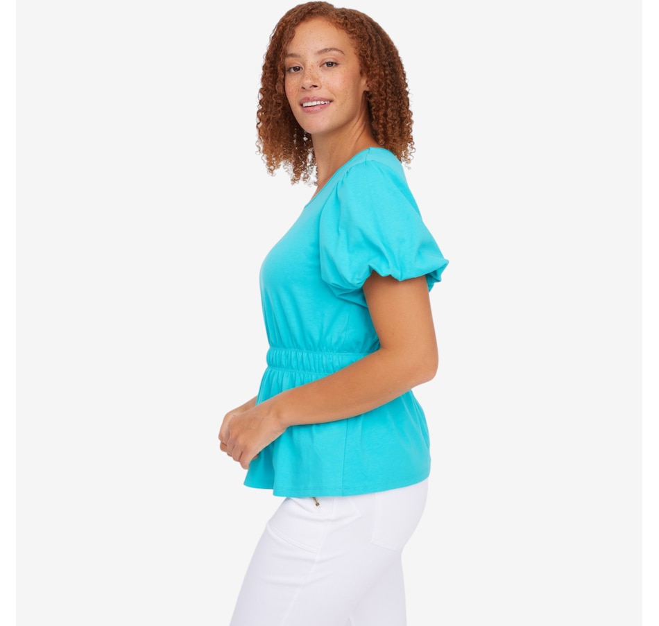 Image 122135_ALTMORE2.jpg, Product 122-135 / Price $44.99, C Wonder Gathered Waist Puff Short Sleeve Top from C. Wonder on TSC.ca's Fashion department