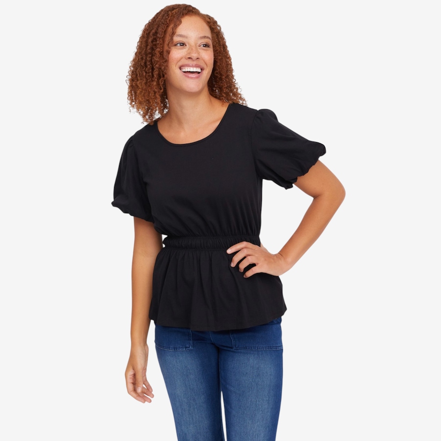 Image 122135_BLK.jpg, Product 122-135 / Price $34.88, C Wonder Gathered Waist Puff Short Sleeve Top from C. Wonder  on TSC.ca's Fashion department