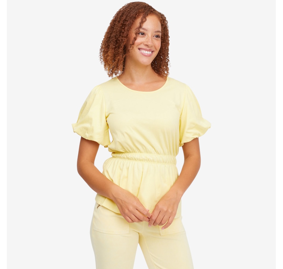 Image 122135_PAYE.jpg, Product 122-135 / Price $44.99, C Wonder Gathered Waist Puff Short Sleeve Top from C. Wonder on TSC.ca's Fashion department