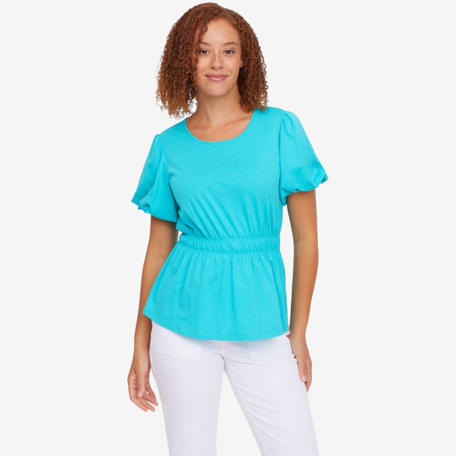 Image 122135_TRQ.jpg, Product 122-135 / Price $34.88, C Wonder Gathered Waist Puff Short Sleeve Top from C. Wonder  on TSC.ca's Fashion department