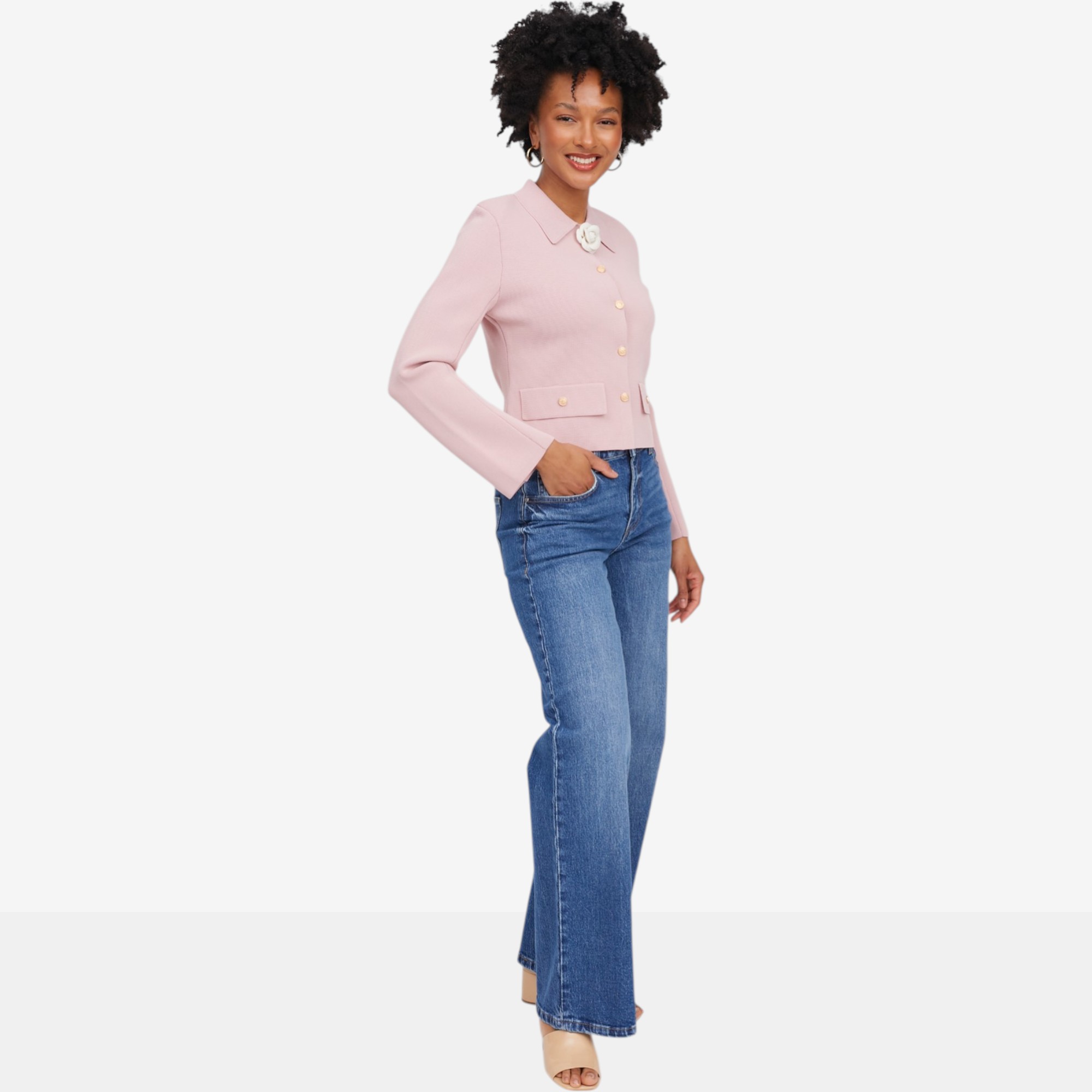 Brian Bailey Double Knit Jacket with Camellia Pin - TSC.ca