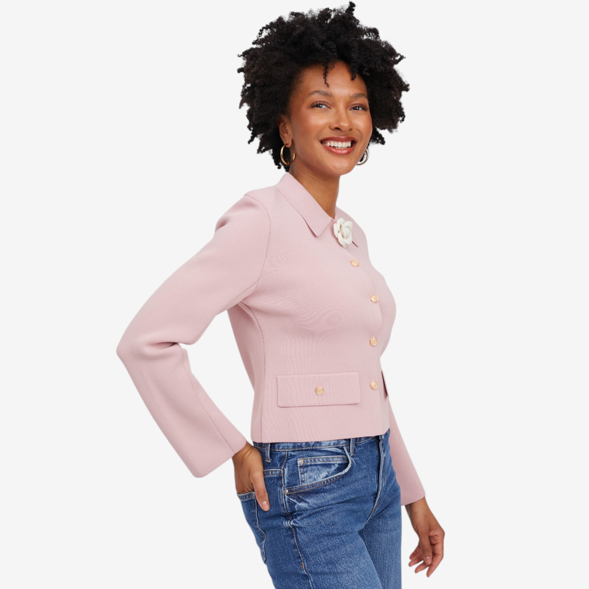 Brian Bailey Double Knit Jacket with Camellia Pin - TSC.ca