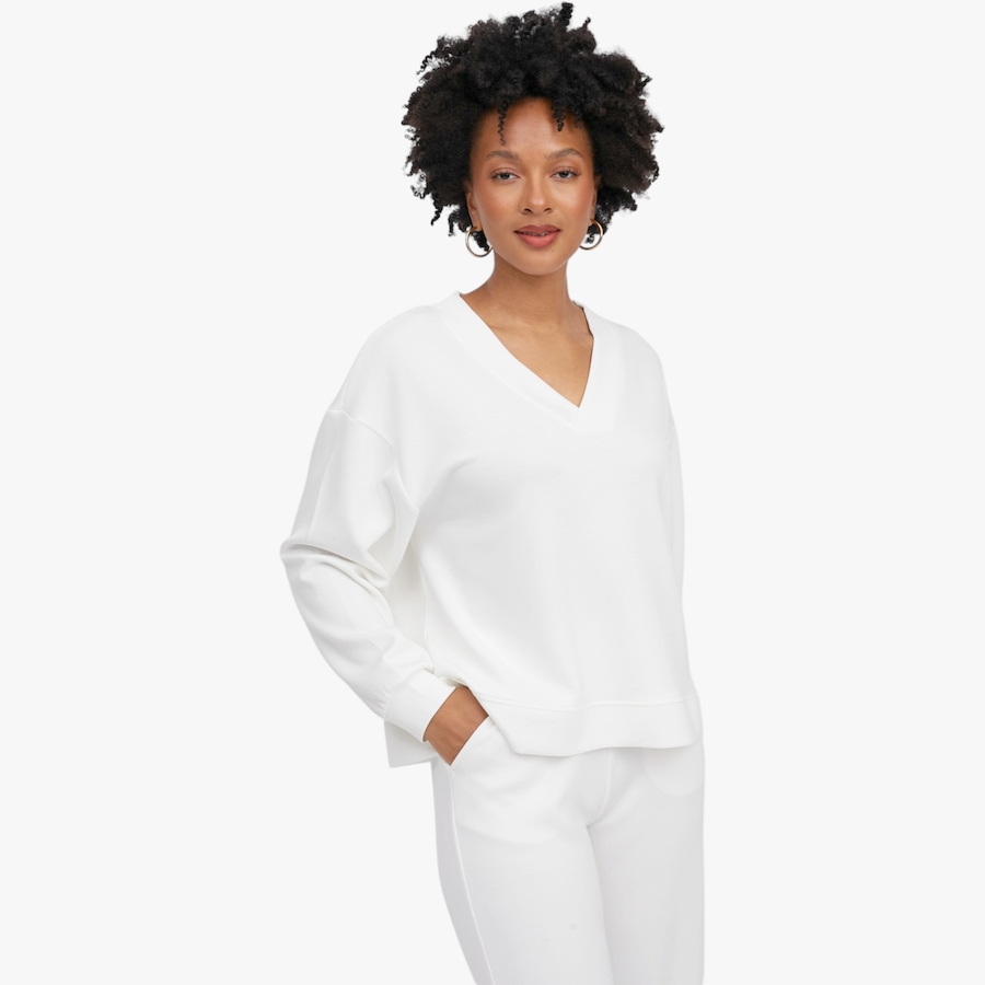 Image 122153_WHIWT.jpg, Product 122-153 / Price $89.88, Brian Bailey Scuba V-Neck Top from Brian Bailey on TSC.ca's Fashion department