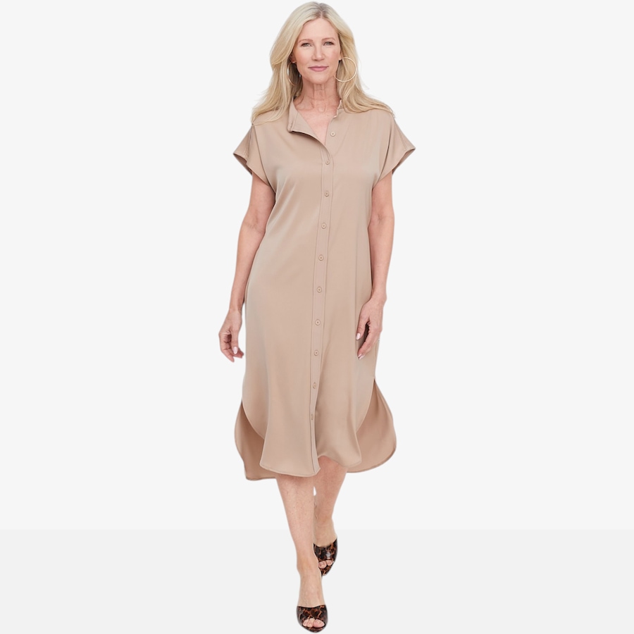 Image 122156_SDLLR.jpg, Product 122-156 / Price $134.88, Brian Bailey Andrea Button Front Satin Dress with Tie Belt from Brian Bailey on TSC.ca's Fashion department
