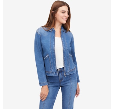 Diane Gilman Legacy Stretch Embellished Pocket Zip-Up Jacket