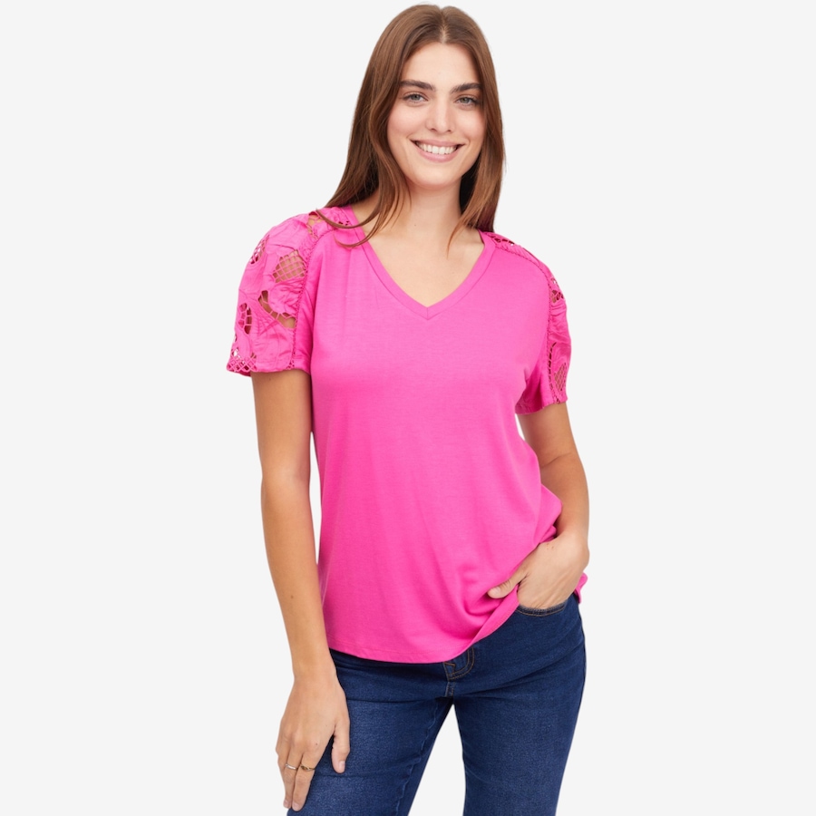 Image 122251_FUS.jpg, Product 122-251 / Price $89.99, Diane Gilman Everyday Jersey Eyelet Ruched Sleeve Tee from DG2 by Diane Gilman on TSC.ca's Fashion department