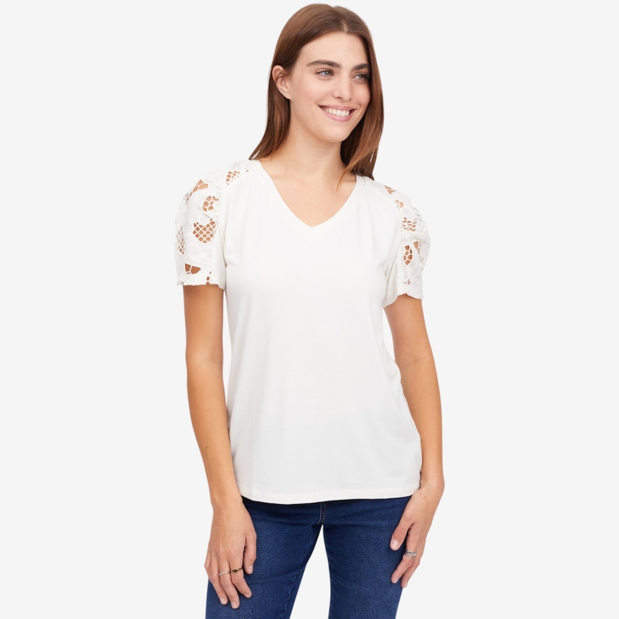 Image 122251_PO.jpg, Product 122-251 / Price $89.99, Diane Gilman Everyday Jersey Eyelet Ruched Sleeve Tee from DG2 by Diane Gilman on TSC.ca's Fashion department
