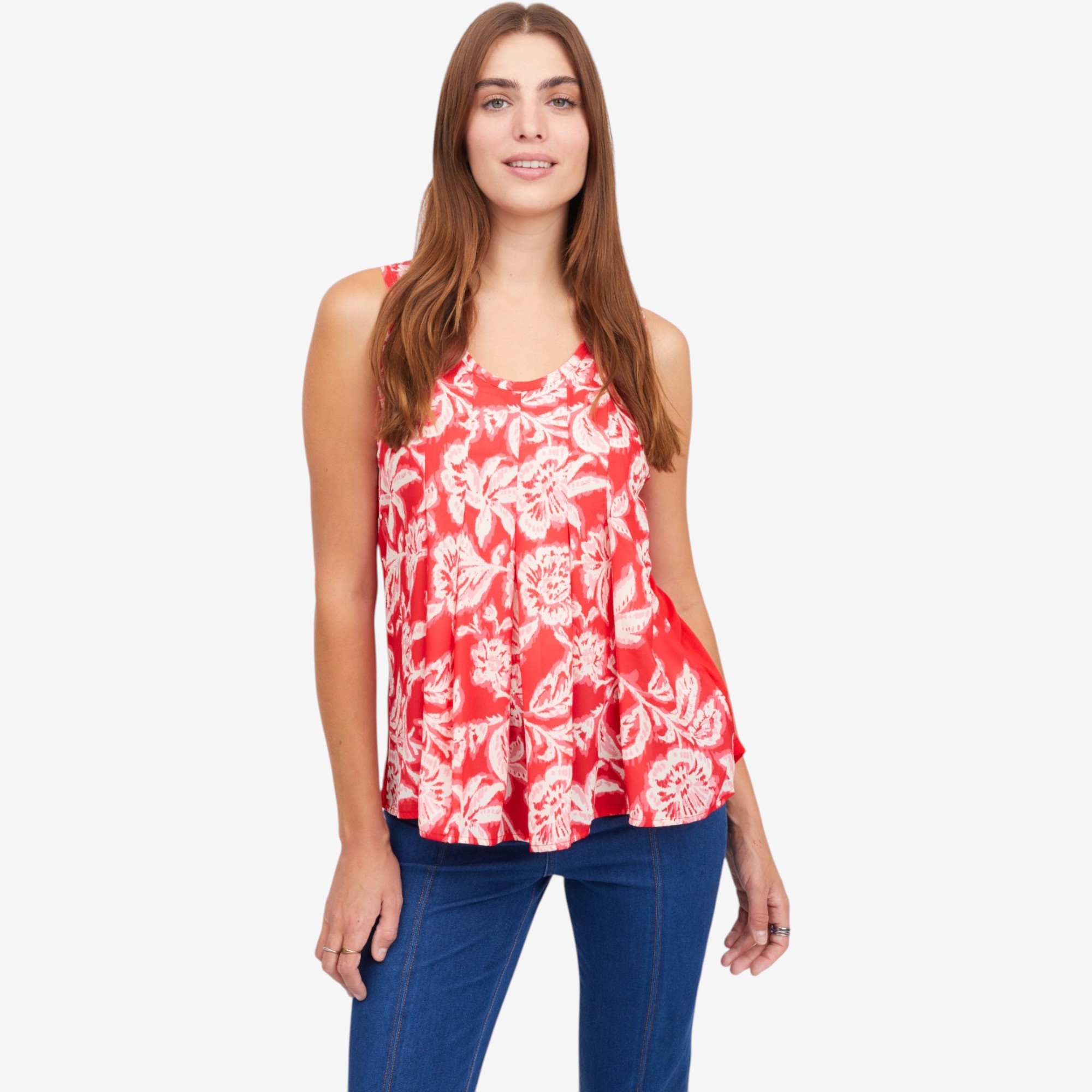 【美品】digne jacquard tank Diane Gilman Mix-Media Pleated Front High-Low Printed Tank - TSC.ca