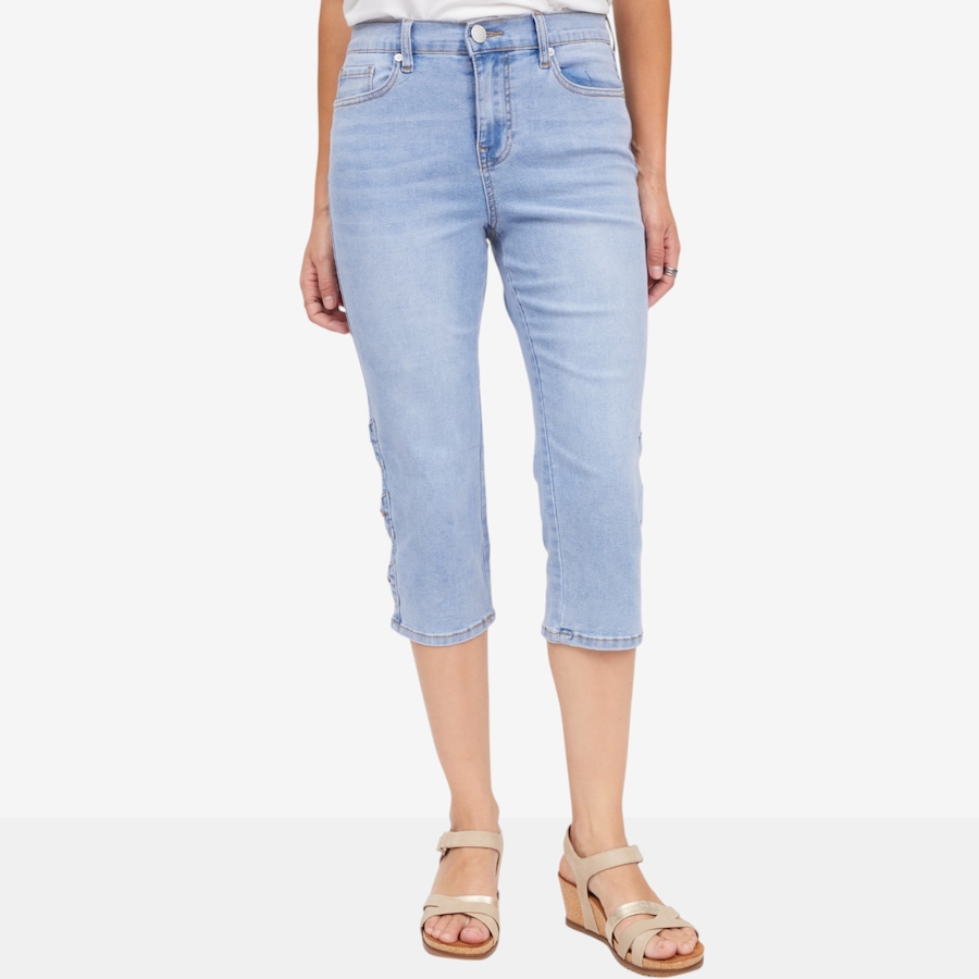 Image 122256_CHA.jpg, Product 122-256 / Price $89.99, Diane Gilman Legacy Stretch Side Tab Detailed Straight Leg Capri from DG2 by Diane Gilman on TSC.ca's Fashion department