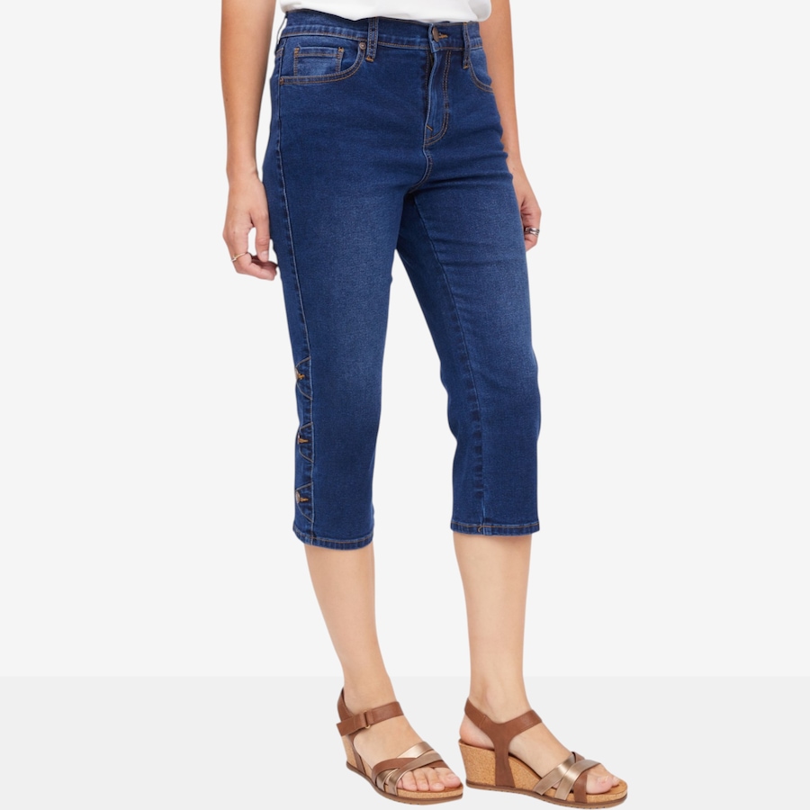 Image 122256_ID.jpg, Product 122-256 / Price $89.99, Diane Gilman Legacy Stretch Side Tab Detailed Straight Leg Capri from DG2 by Diane Gilman on TSC.ca's Fashion department
