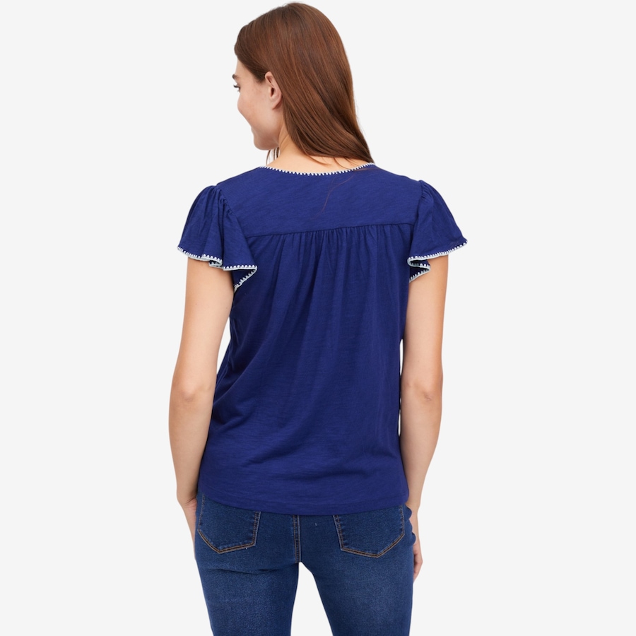 Image 122258_ALTMORE2.jpg, Product 122-258 / Price $79.99, Diane Gilman Flutter Sleeve Blanket Stitch Top from DG2 by Diane Gilman on TSC.ca's Fashion department