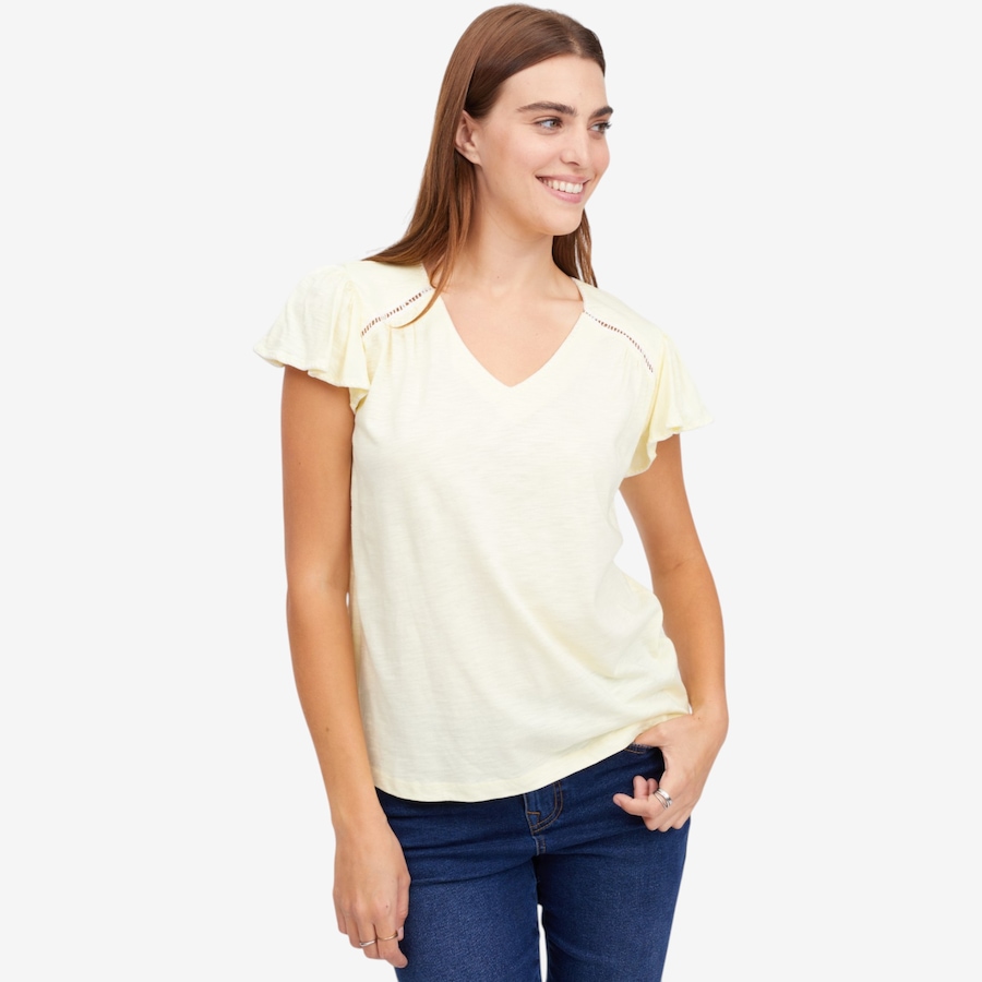 Image 122258_LEMO.jpg, Product 122-258 / Price $79.99, Diane Gilman Flutter Sleeve Blanket Stitch Top from DG2 by Diane Gilman on TSC.ca's Fashion department