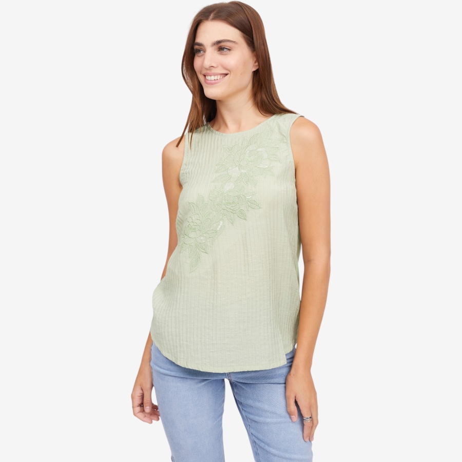 Image 122259_SAG.jpg, Product 122-259 / Price $79.99, Diane Gilman Crinkle Dobby Embroidered Tank from DG2 by Diane Gilman on TSC.ca's Fashion department