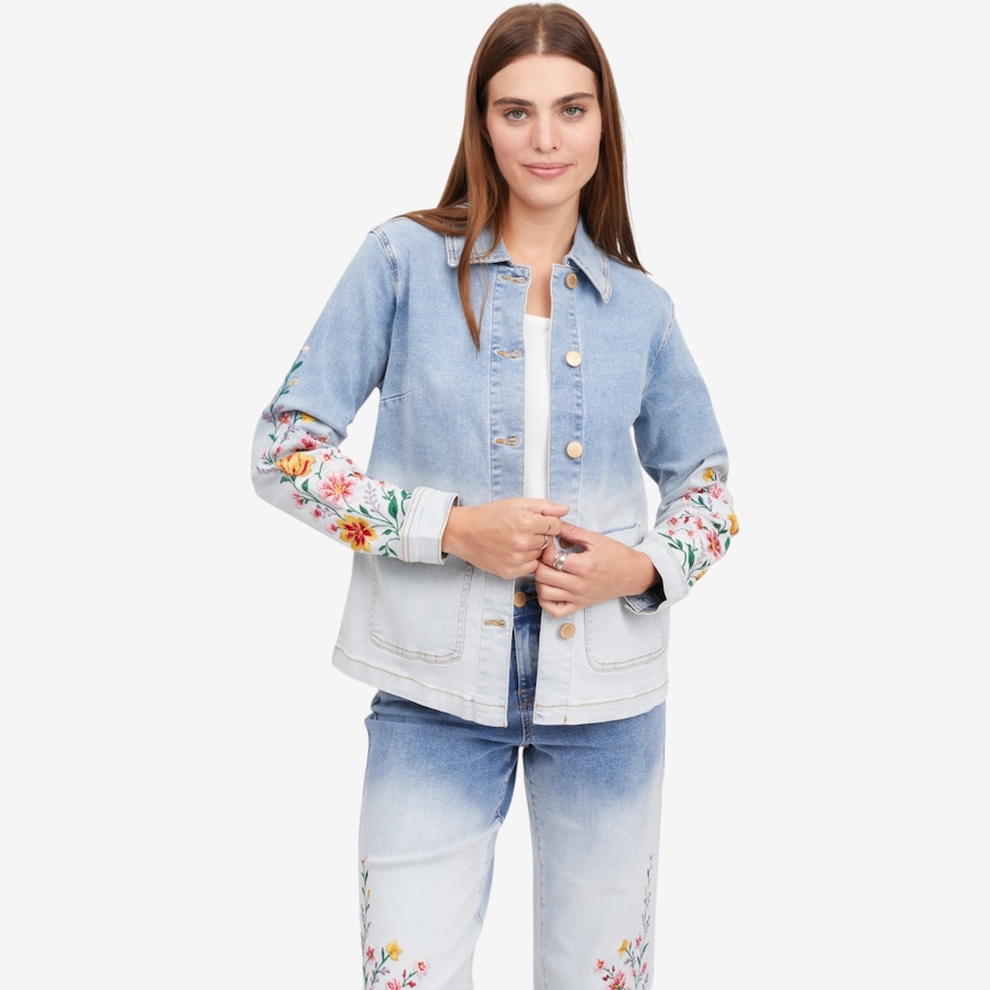 Image 122262_CHA.jpg, Product 122-262 / Price $89.88, Diane Gilman Ombre Dyed Embroidered Patch Pocket Jacket from DG2 by Diane Gilman on TSC.ca's Fashion department
