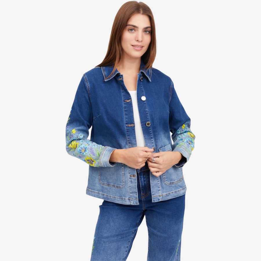 Image 122262_ID.jpg, Product 122-262 / Price $89.88, Diane Gilman Ombre Dyed Embroidered Patch Pocket Jacket from DG2 by Diane Gilman on TSC.ca's Fashion department