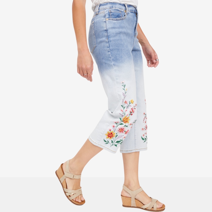 Image 122263_ALTMORE1.jpg, Product 122-263 / Price $119.99, Diane Gilman Ombre Dyed Embroidered Relaxed Straight Leg Crop Jean from DG2 by Diane Gilman on TSC.ca's Fashion department
