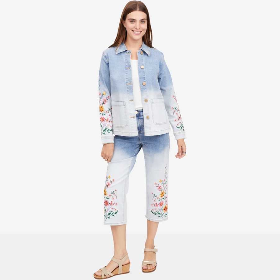 Image 122263_ALTMORE3.jpg, Product 122-263 / Price $119.99, Diane Gilman Ombre Dyed Embroidered Relaxed Straight Leg Crop Jean from DG2 by Diane Gilman on TSC.ca's Fashion department