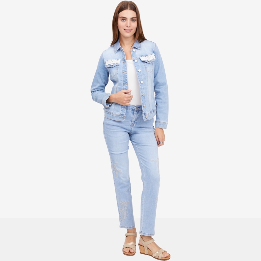 Image 122265_ALTMORE3.jpg, Product 122-265 / Price $89.88, Diane Gilman New Classic Stretch Denim Jacket with Lace Trim from DG2 by Diane Gilman on TSC.ca's Fashion department