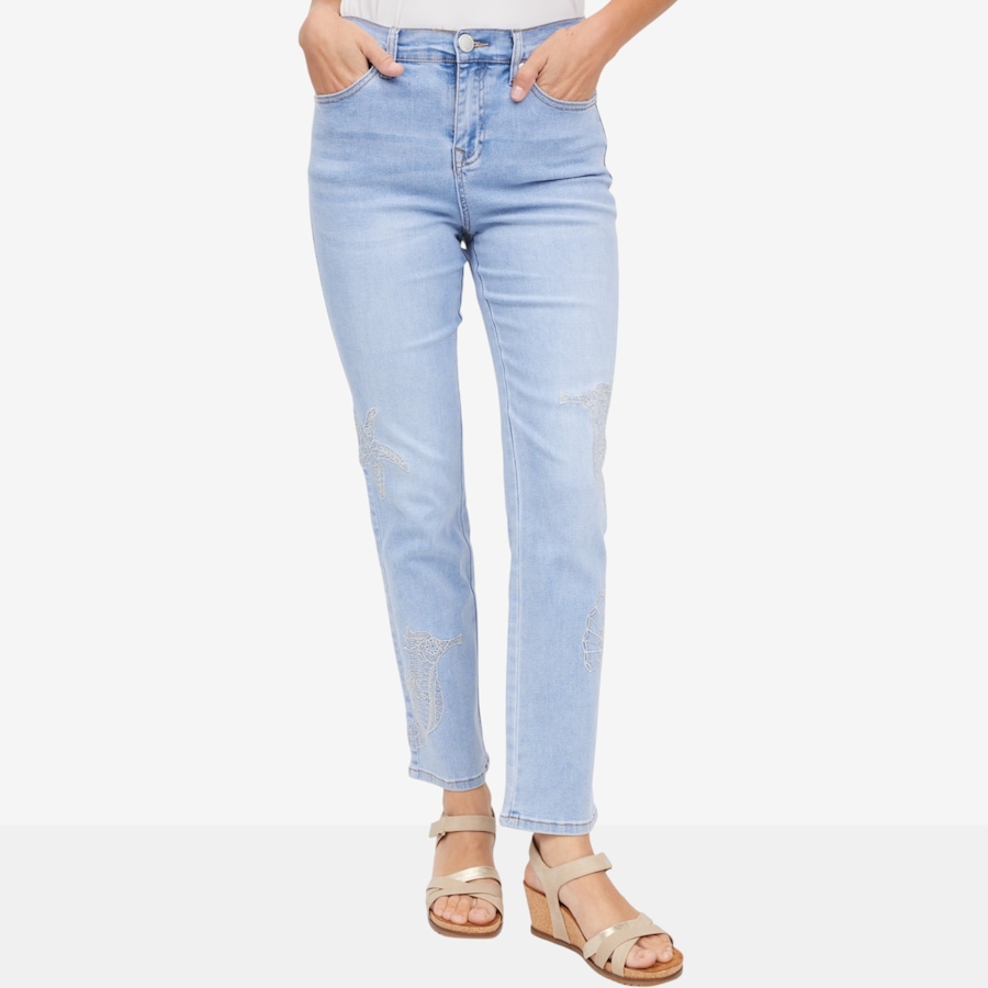 Image 122266_CHA.jpg, Product 122-266 / Price $69.88, Diane Gilman New Classic Stretch Embroidered Straight Leg Jean from DG2 by Diane Gilman on TSC.ca's Fashion department