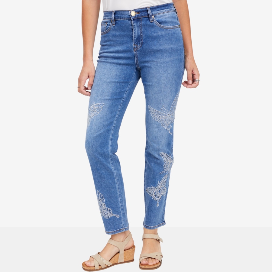 Image 122266_MDTNE.jpg, Product 122-266 / Price $69.88, Diane Gilman New Classic Stretch Embroidered Straight Leg Jean from DG2 by Diane Gilman on TSC.ca's Fashion department